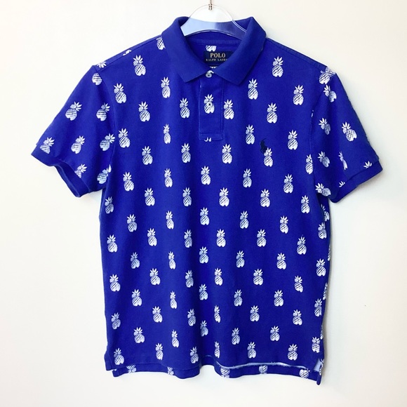 Polo Ralph Lauren Other - Polo Ralph Lauren Short Sleeve Pineapple Print Polo Shirt - Blue - M